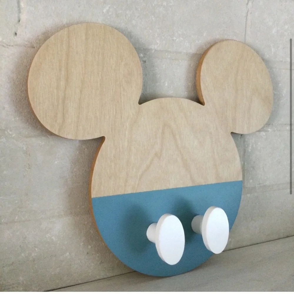 DISNEY Mickey Mouse Wall Hooks Wooden Wall Mount - NWT